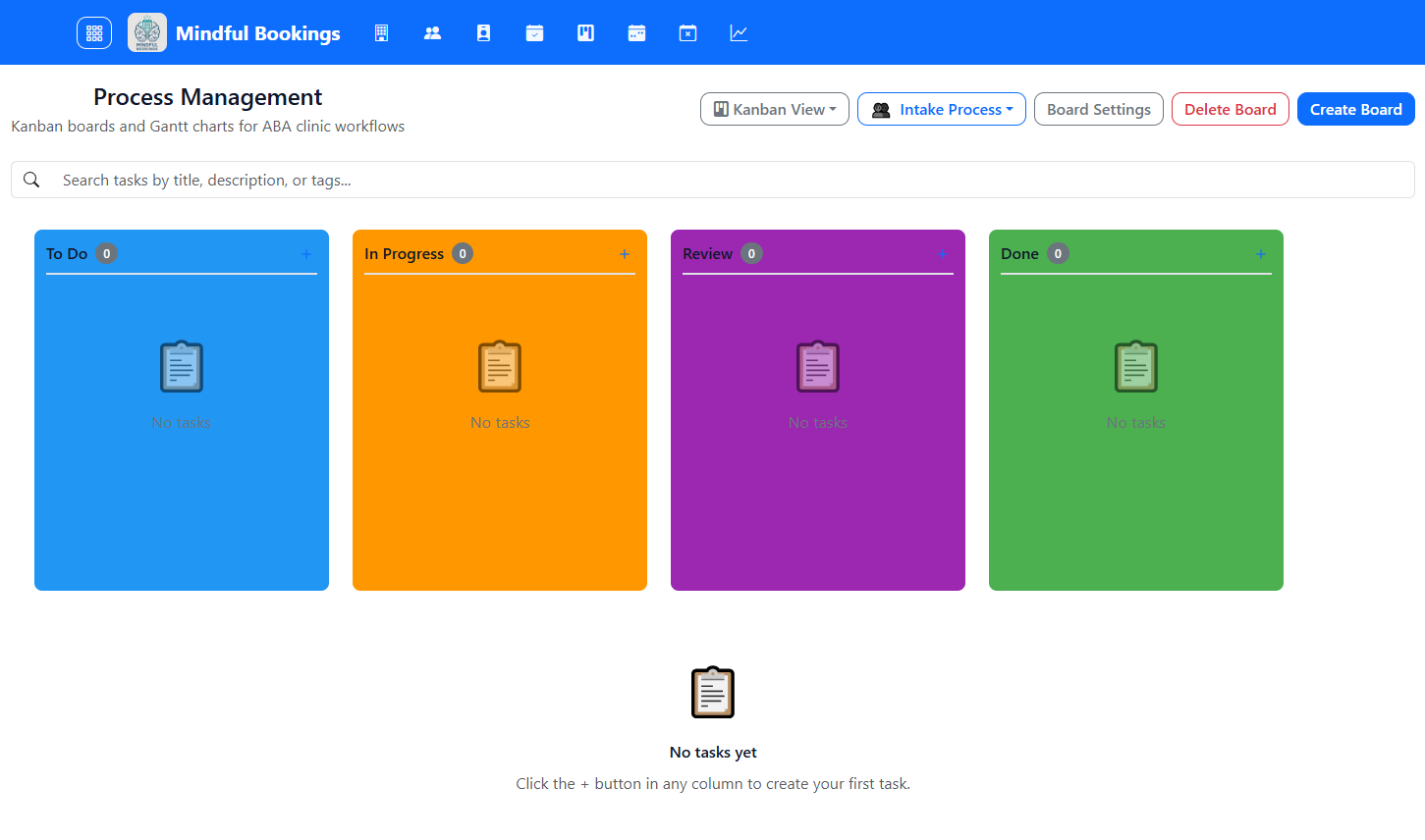 Process Management — Kanban boards for ABA clinic workflows